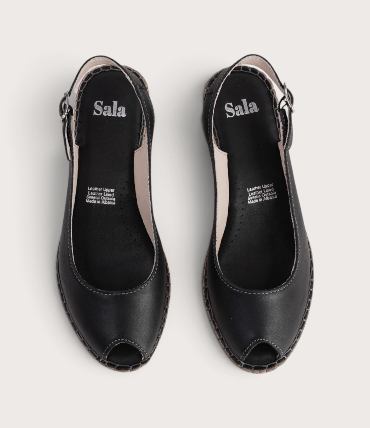 Verese Nero Leather Espadrille Wedges - SALA | Shouz