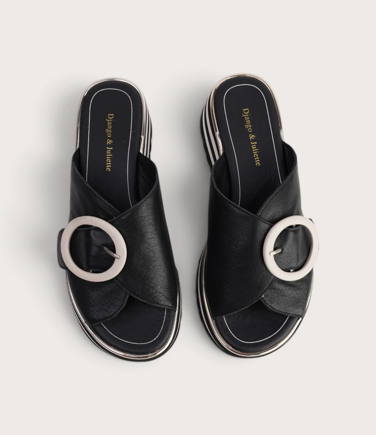 Hansila Black/ Milk Leather Slides
