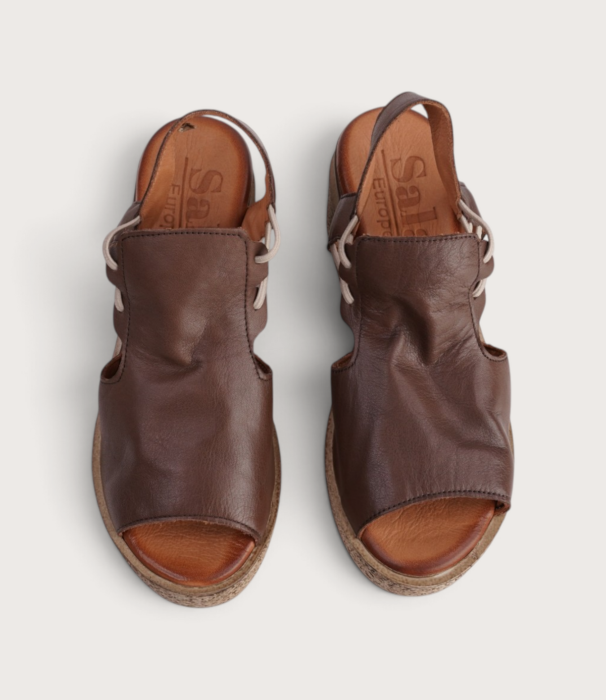 Los Patios Praline Leather Wedges