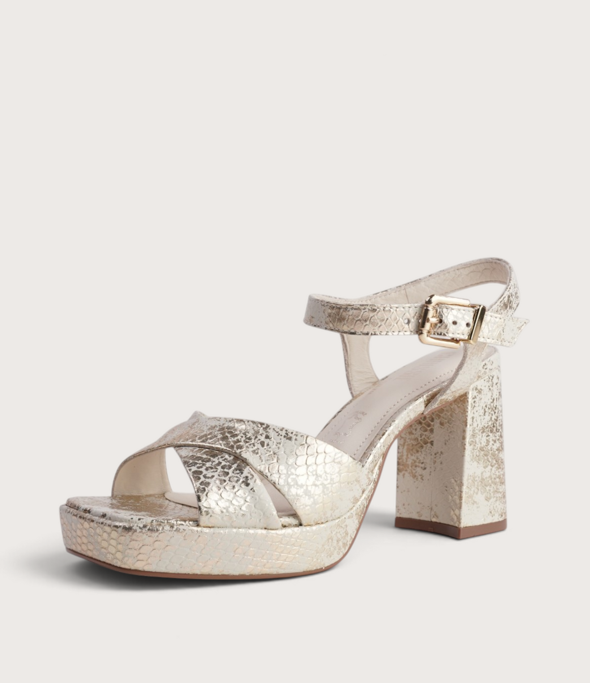 Runaway Bone Gold Python Heels