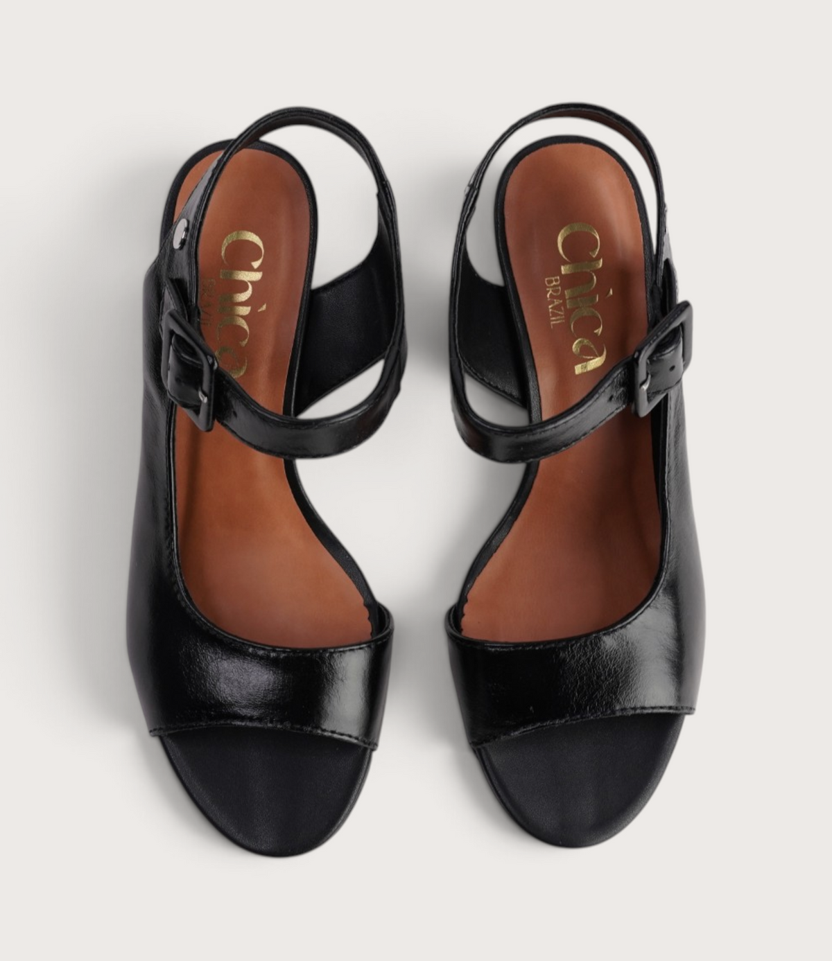 Eloa Black Leather Wedges