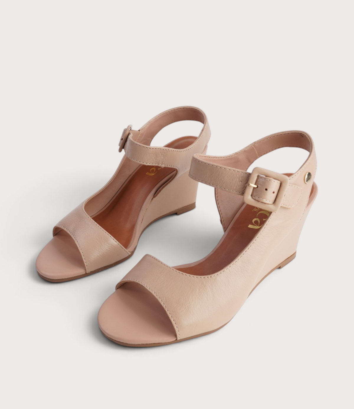 Eloa Brown Sugar Leather Wedges