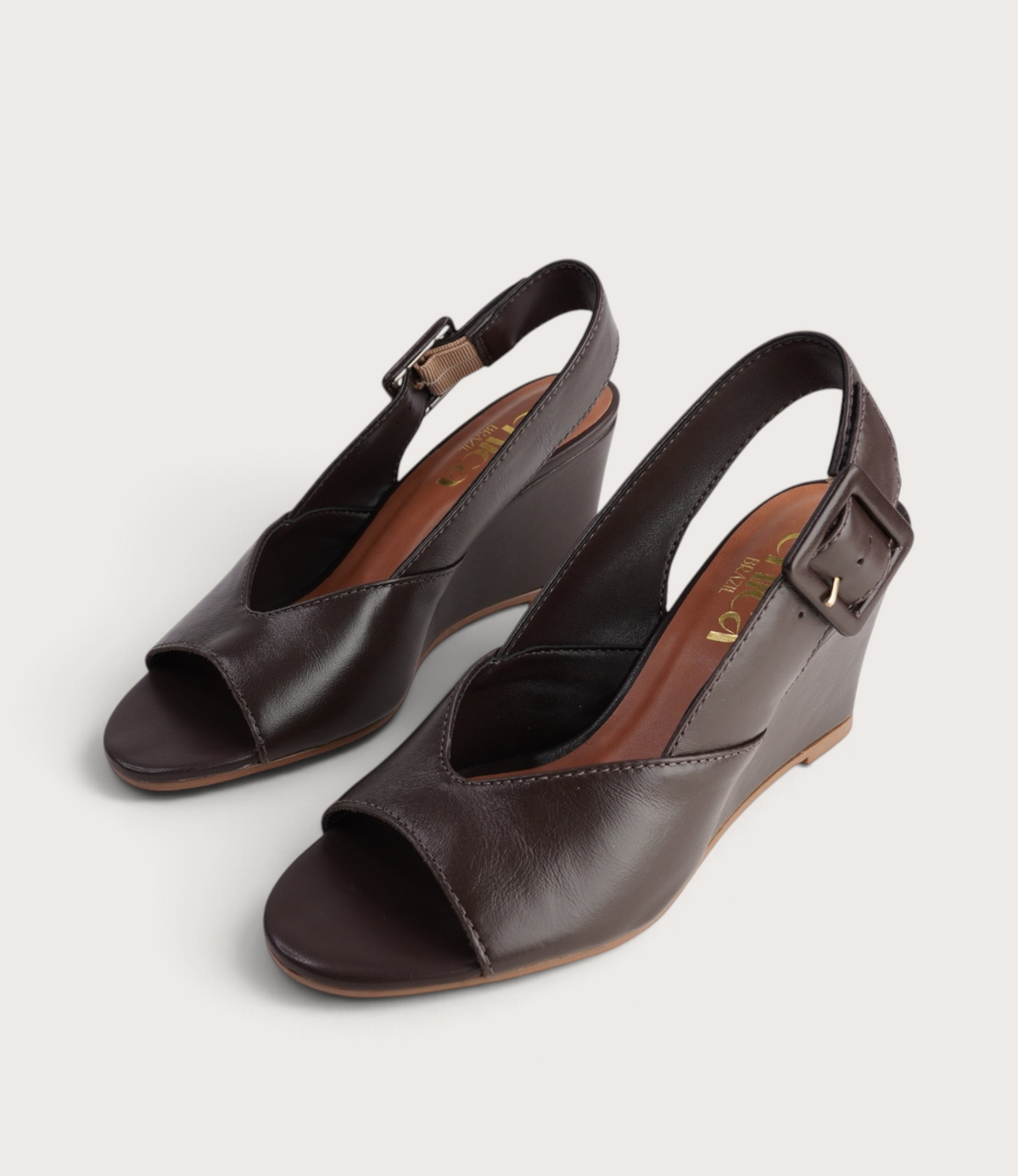 Estela Chocolate Leather Wedges