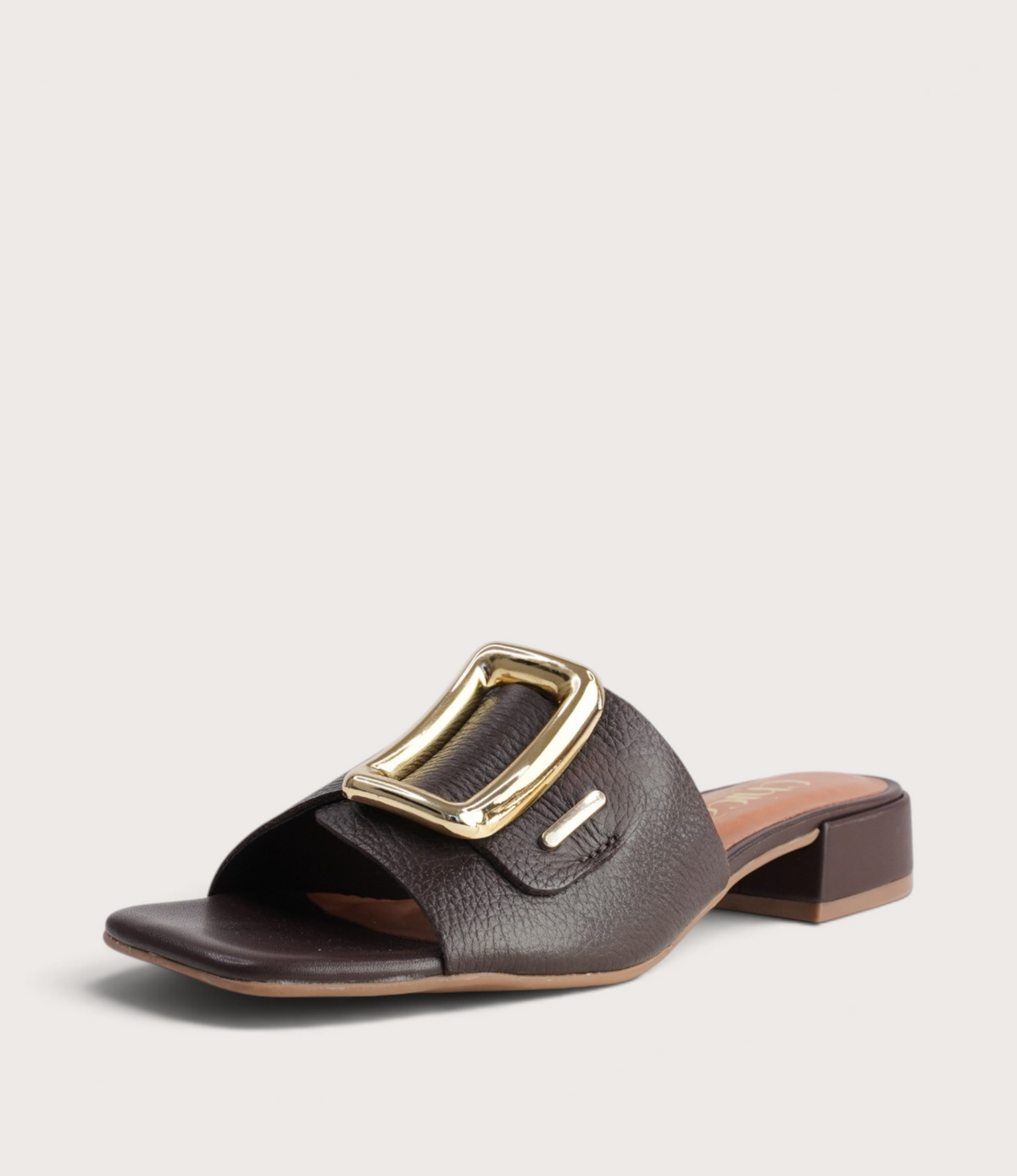 Ayla Chocolate Leather Slides