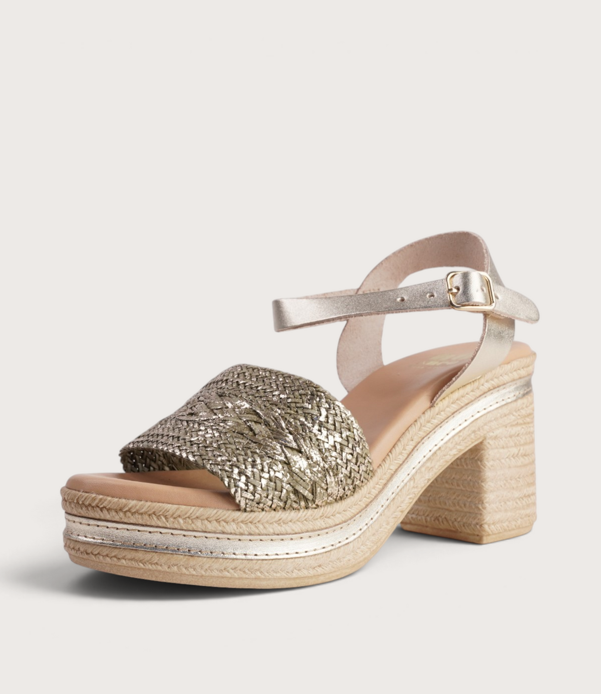 Queenie Khaki Metallic Leather Heels