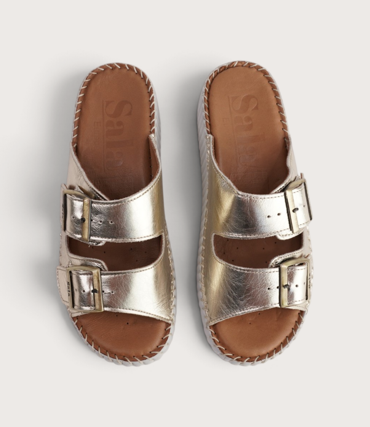 Solena Soft Gold Leather Slides