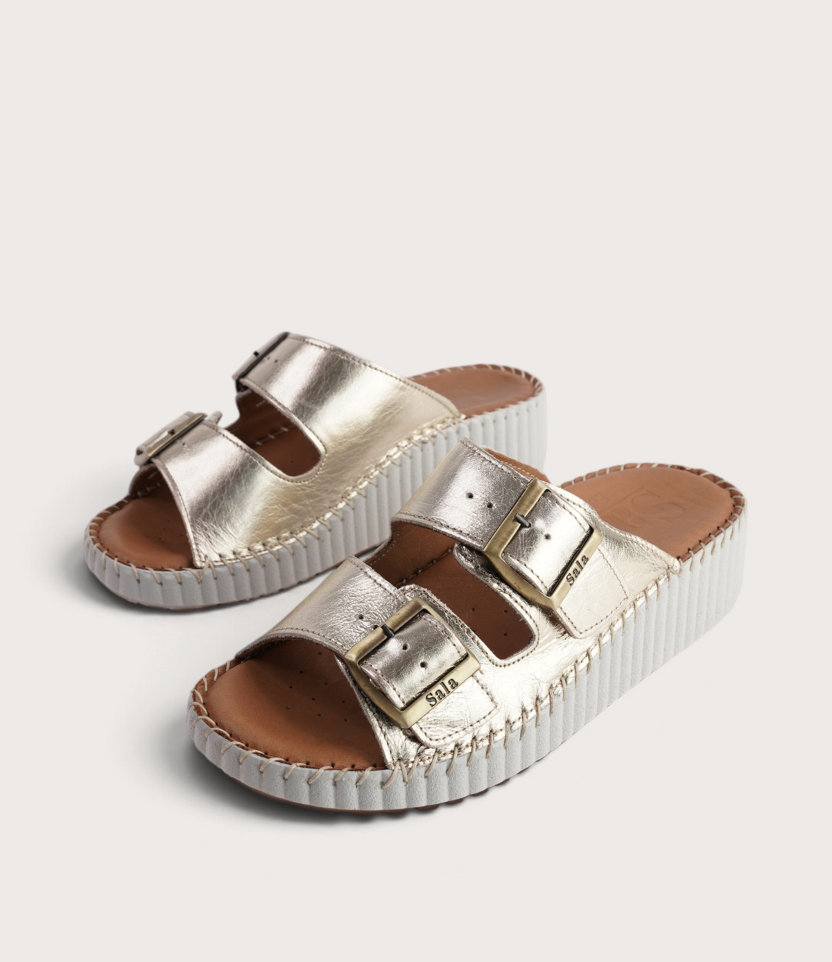 Solena Soft Gold Leather Slides