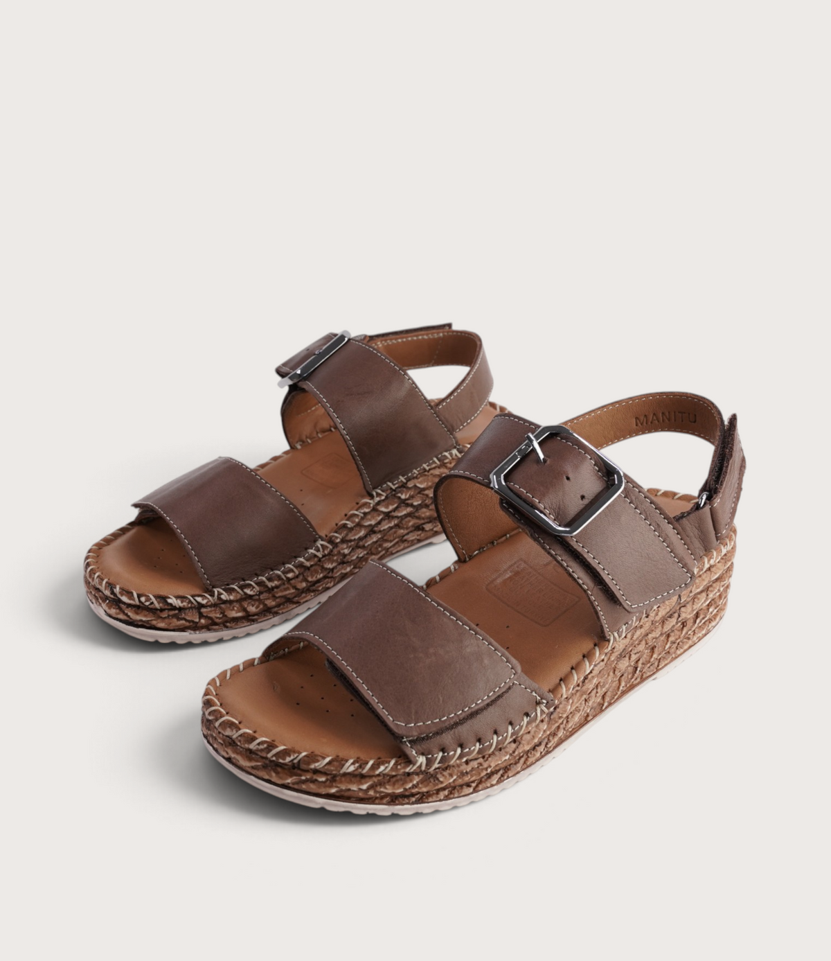 Manitu Praline Leather Sandals