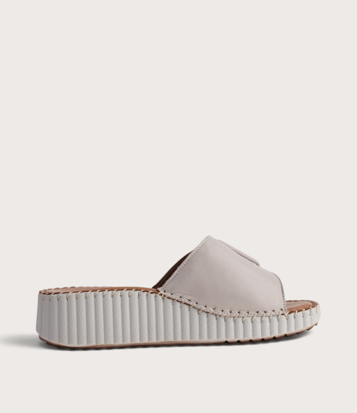 Solo Silver Grey Leather Slides