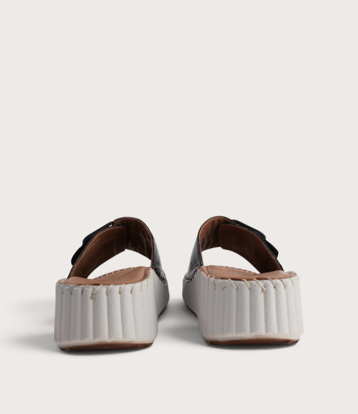 Solo Black Leather Slides