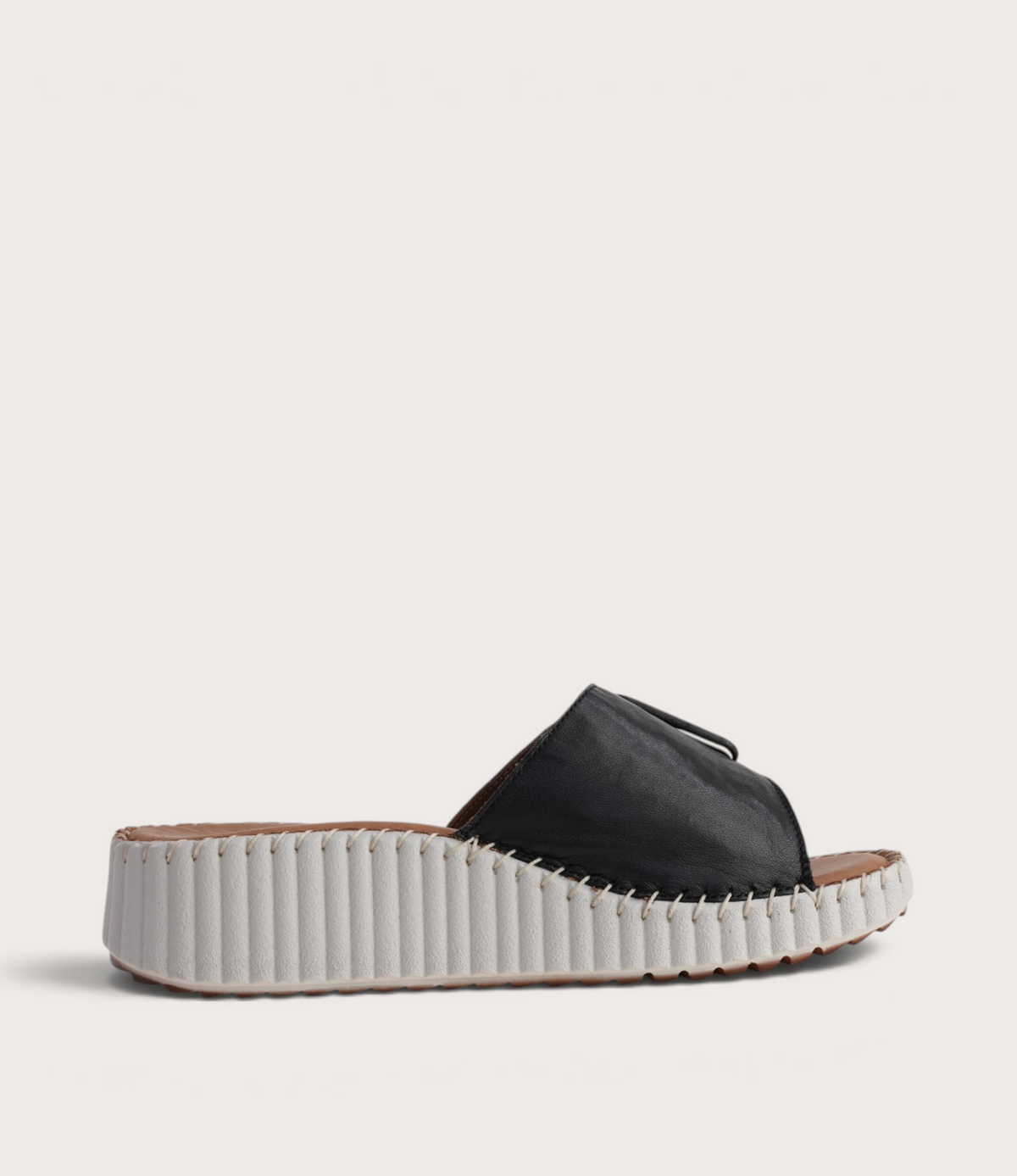 Solo Black Leather Slides