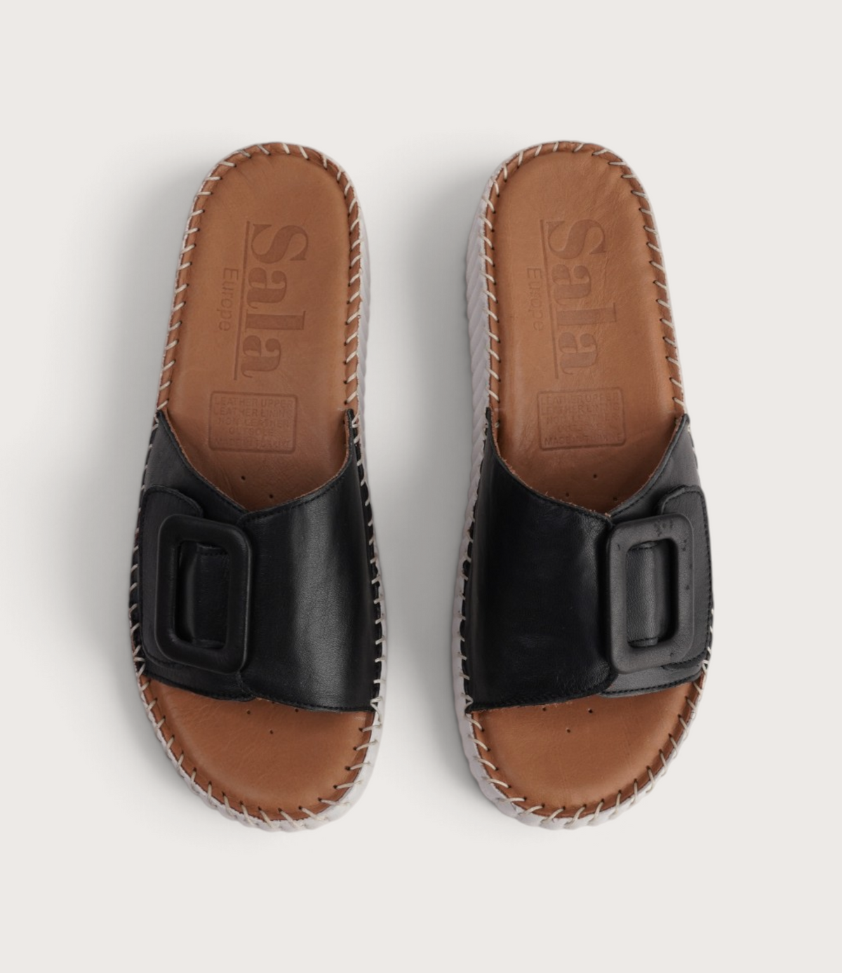 Solo Black Leather Slides