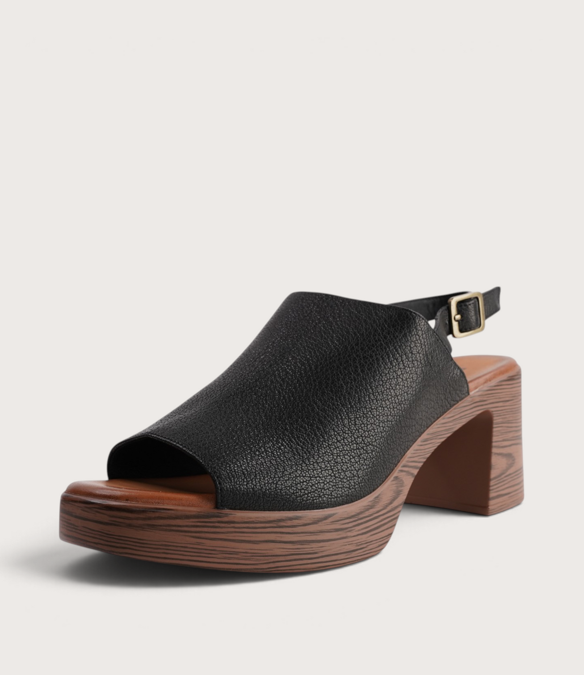 Pearly Black Leather Heels