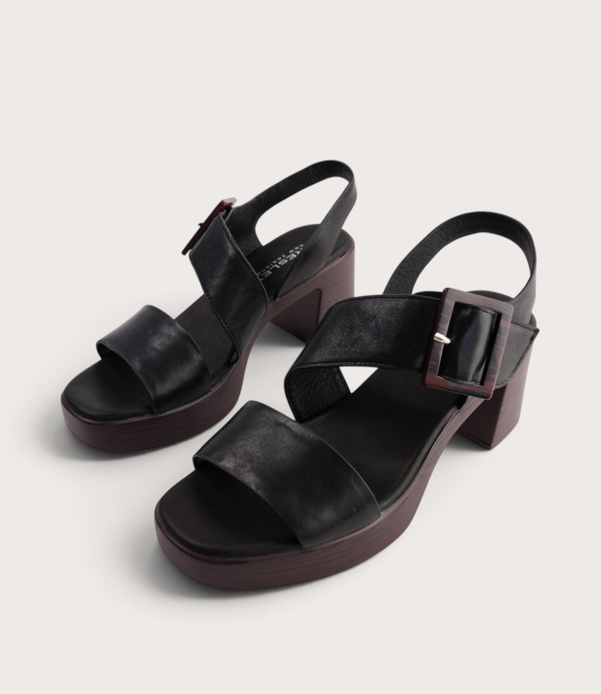 Pammie Black Leather Heels