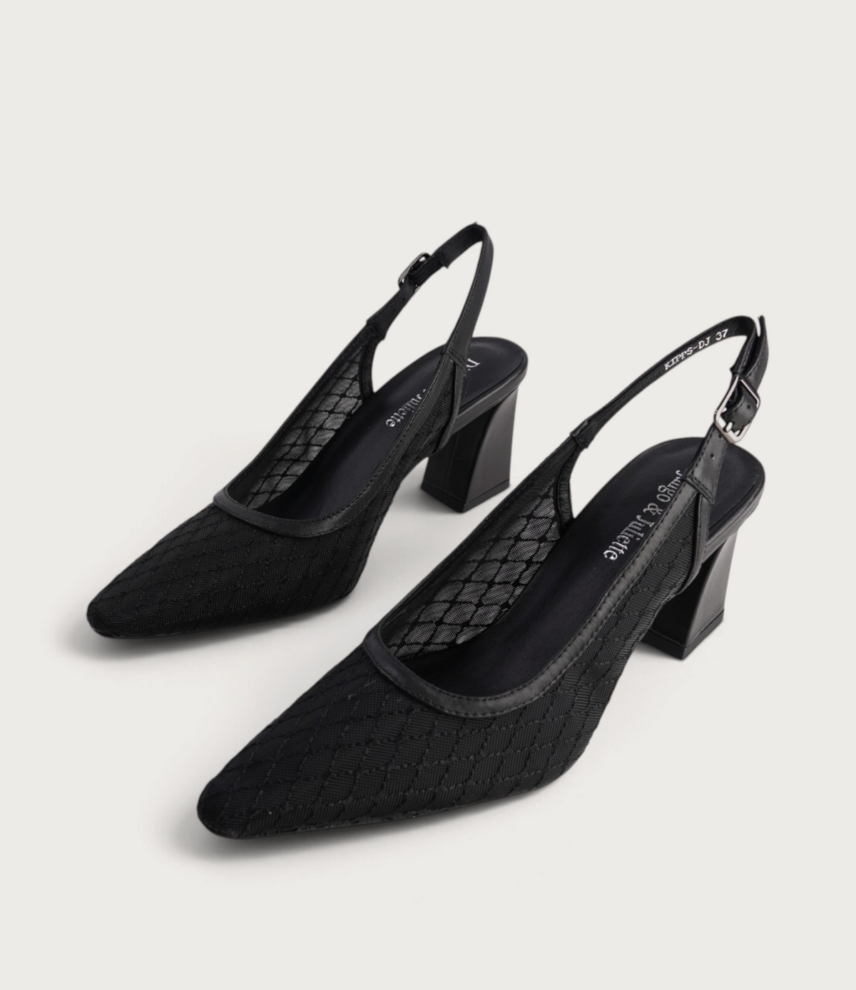 Kipps Black Leather/Mesh Heels
