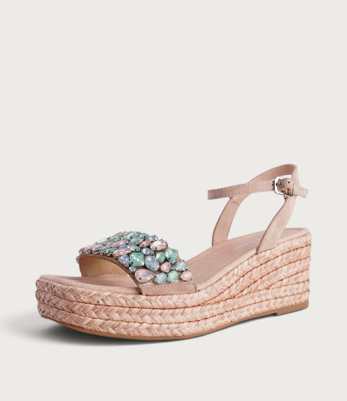 Phalica Multi Jewels/ Nude Suede Wedges