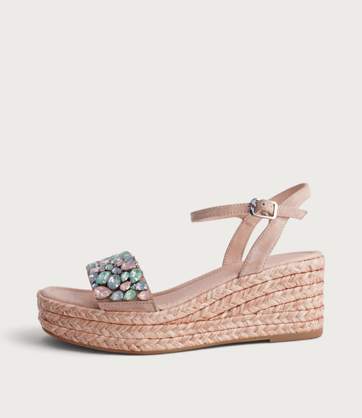 Phalica Multi Jewels/ Nude Suede Wedges