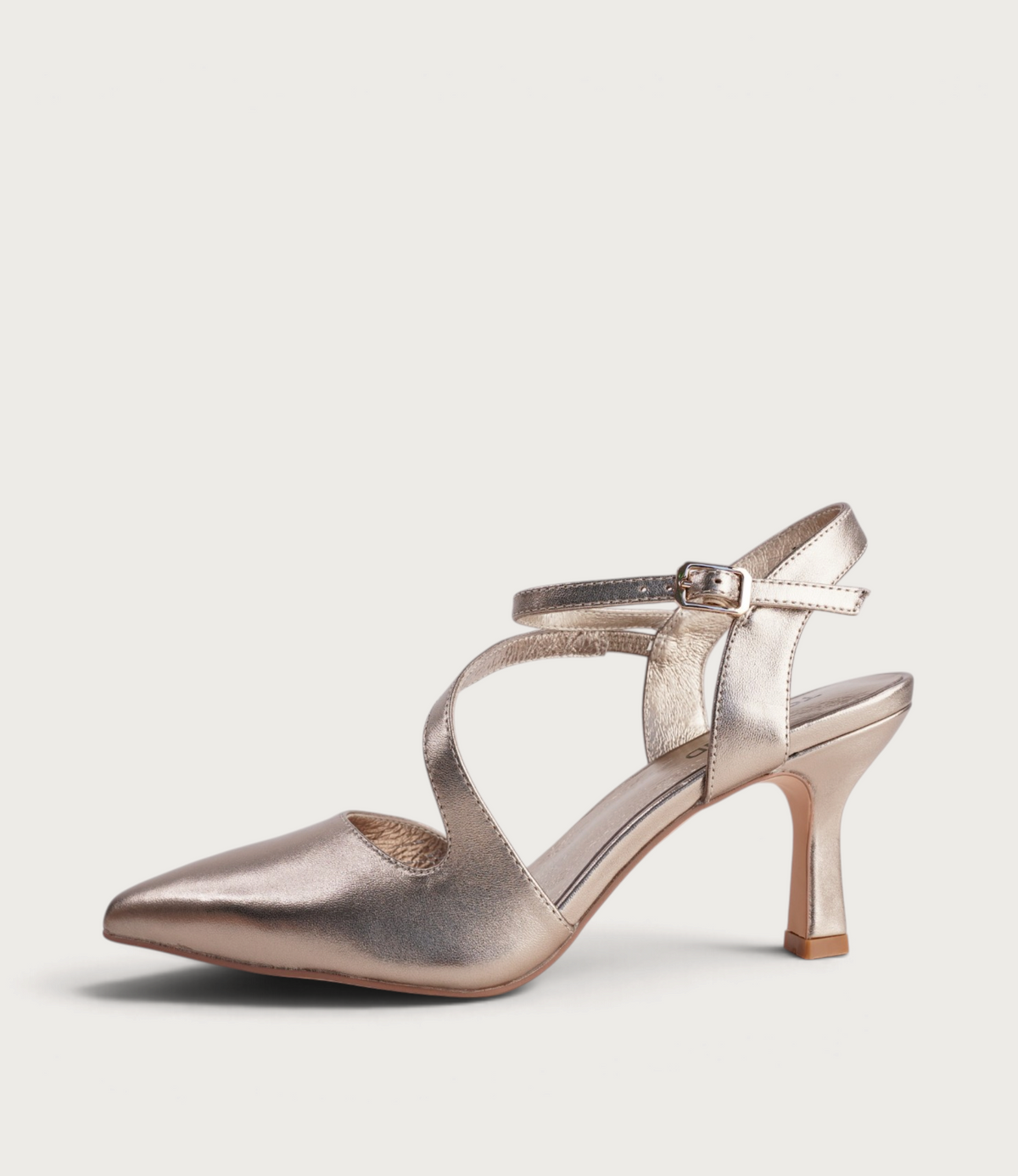 Lukka Champagne Shimmer Leather Heels