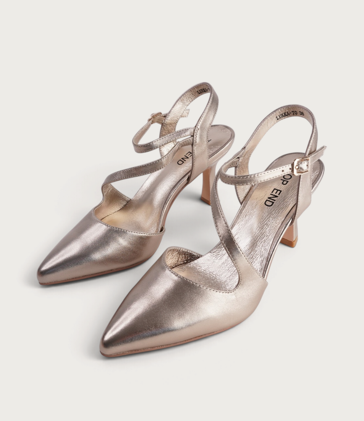Lukka Champagne Shimmer Leather Heels