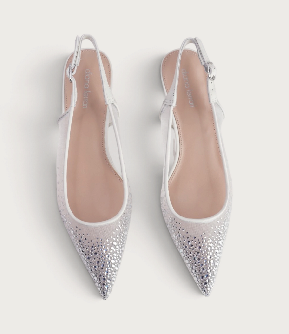 Quille White Mesh/ Silver Jewels Heels