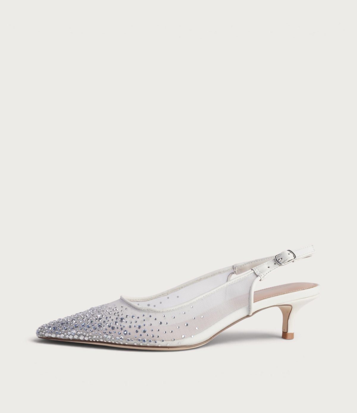 Quille White Mesh/ Silver Jewels Heels