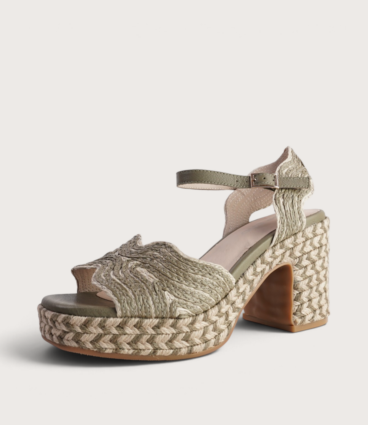 Maizy Khaki & Natural Multi Raffia Heels - TOP END | Shouz