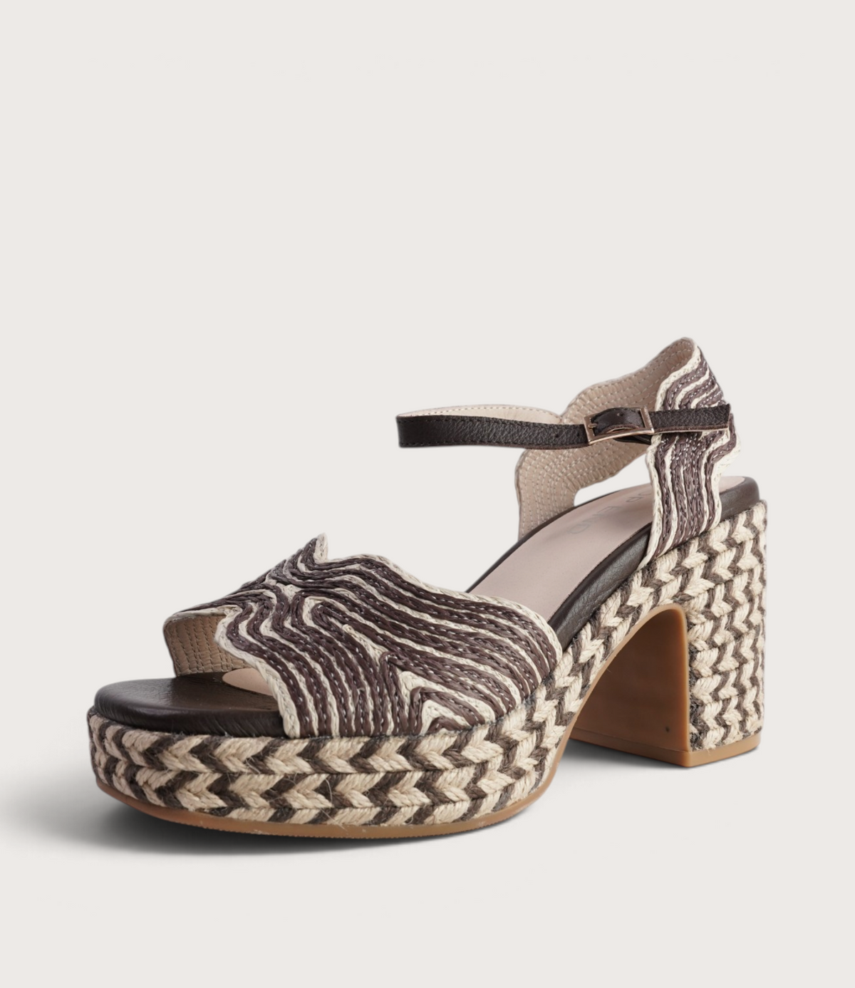 Maizy Choc & Natural Multi Raffia Heels - TOP END | Shouz
