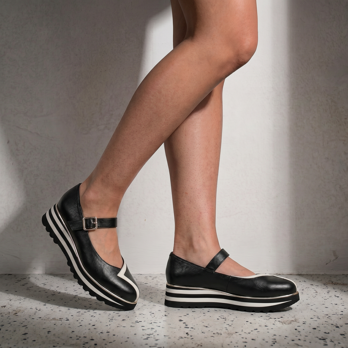 Elanies Black/ Milk Leather Flats