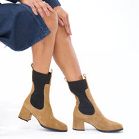 Mieres Dark Camel Suede Boots, UNISA - Shouz