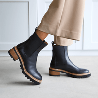 Linear Black Leather Chelsea Boots, EOS FOOTWEAR - Shouz