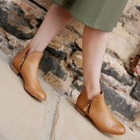 Faye Dark Tan Leather Ankle Boots, DJANGO & JULIETTE - Shouz