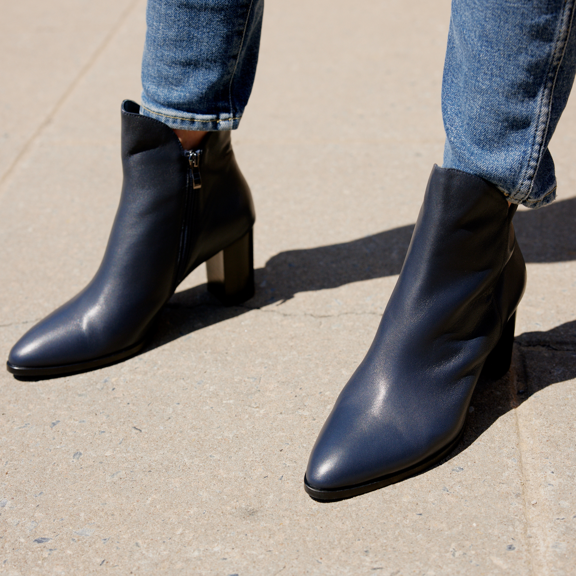 Astronomy Navy Leather Ankle Boots, DJANGO & JULIETTE - Shouz