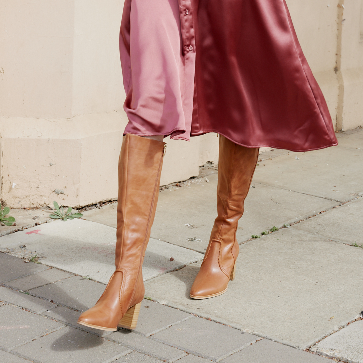 Ammies Cognac Leather Knee High Boots