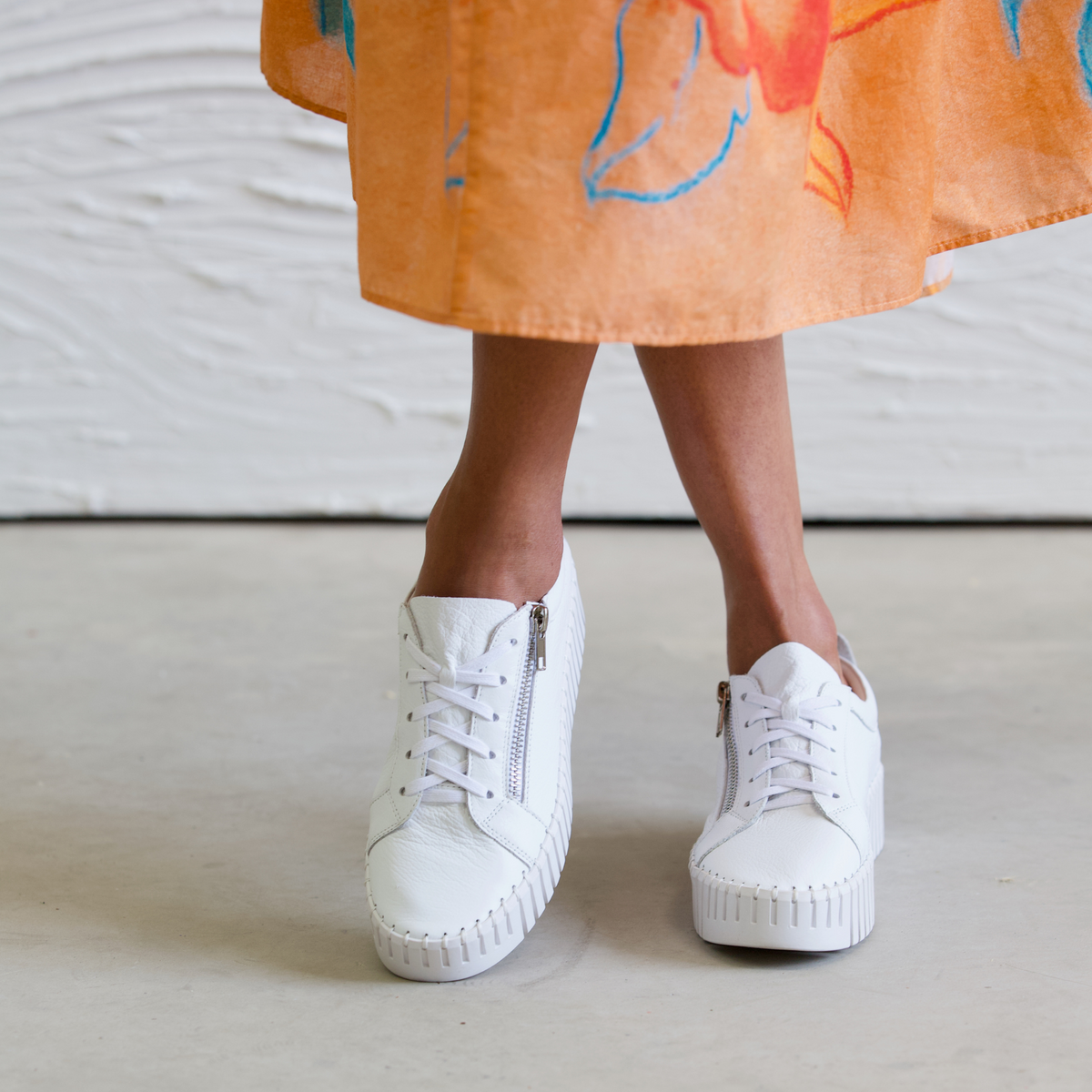 Bump White Leather Sneakers