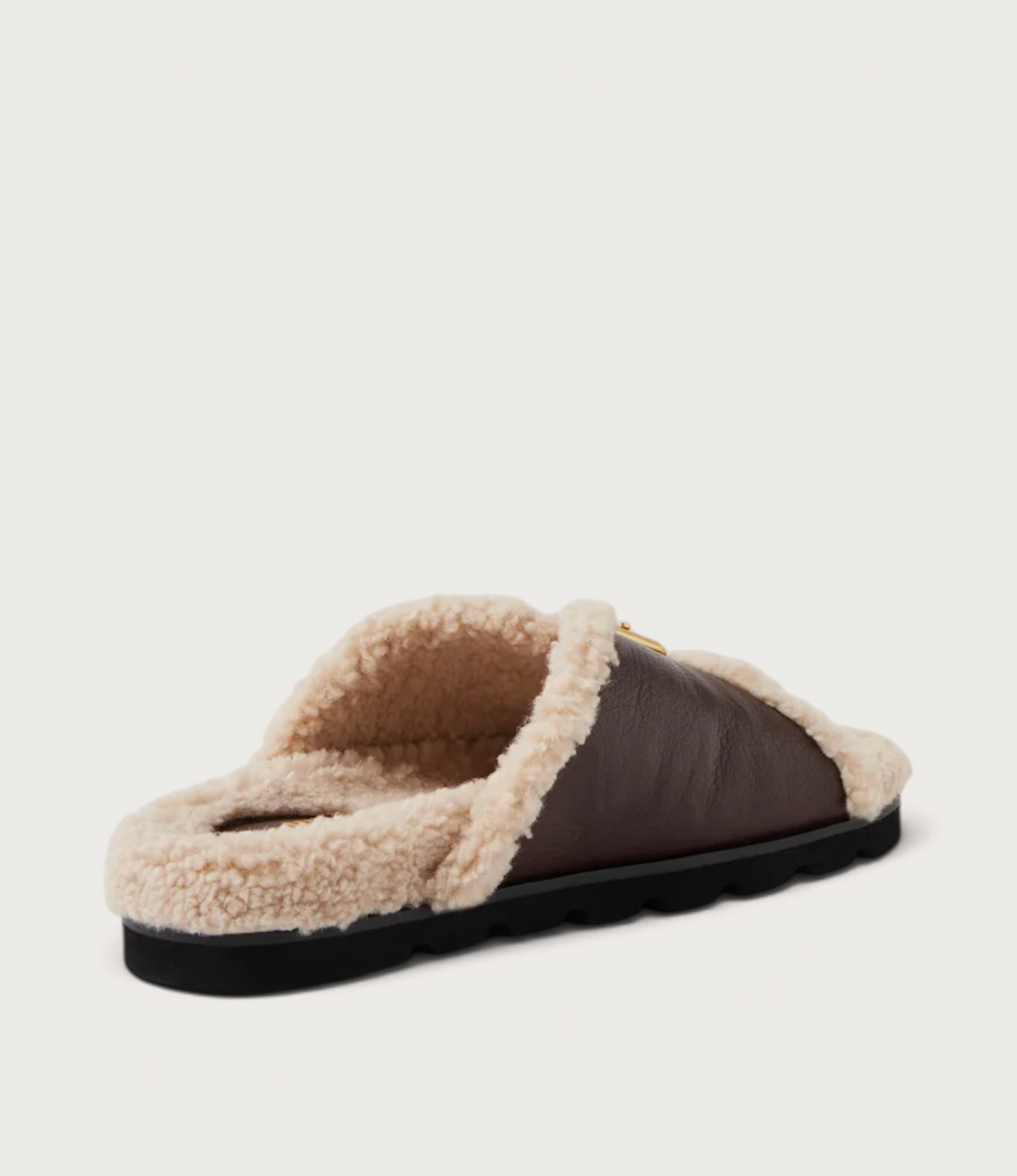 Esme Dark Brown/ Natural Leather Shearling Sandals