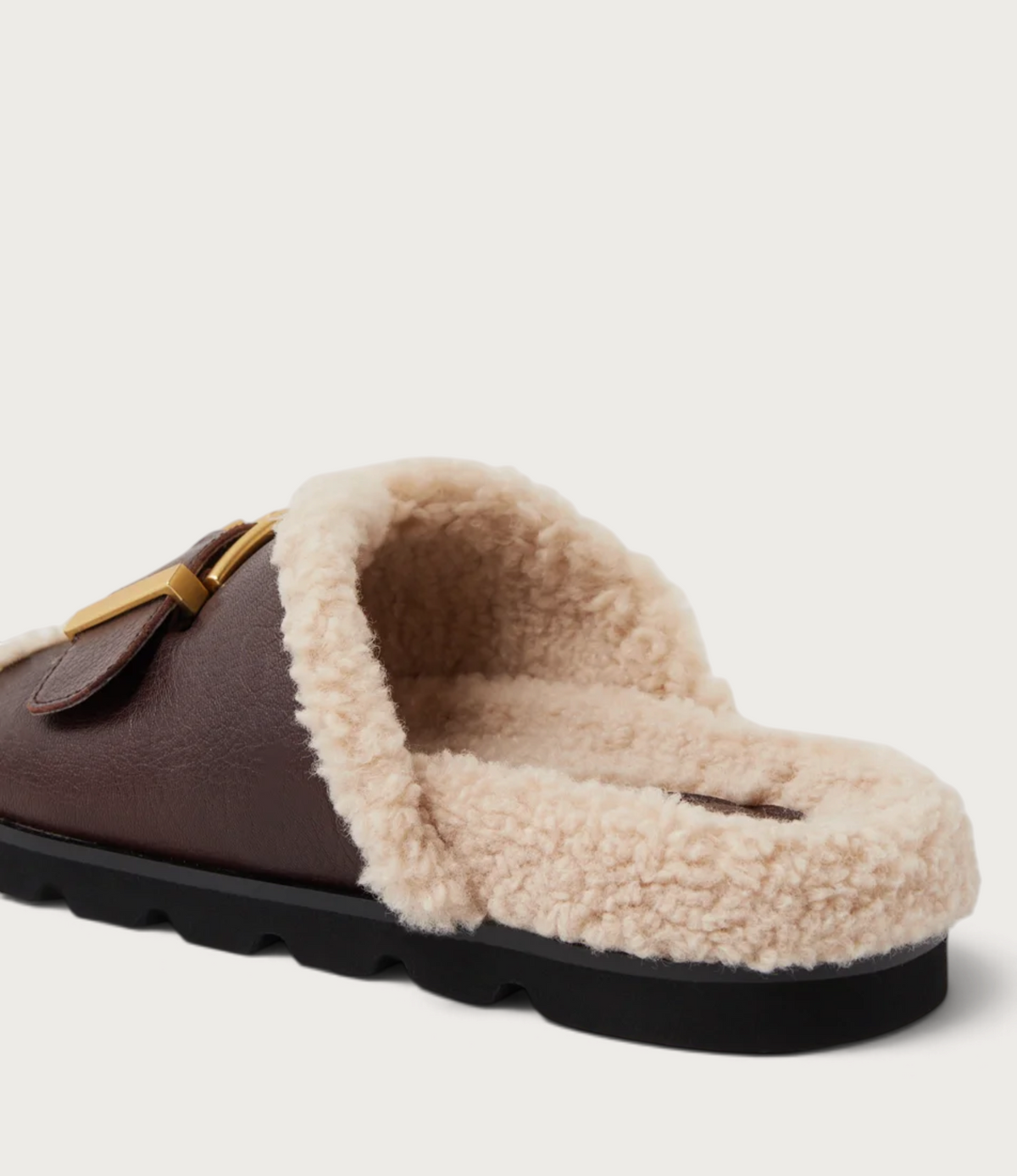 Esme Dark Brown/ Natural Leather Shearling Sandals