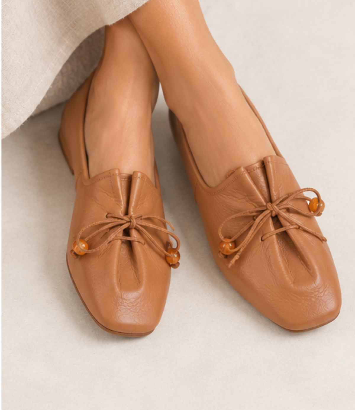 Pola Dark Tan Leather Loafers