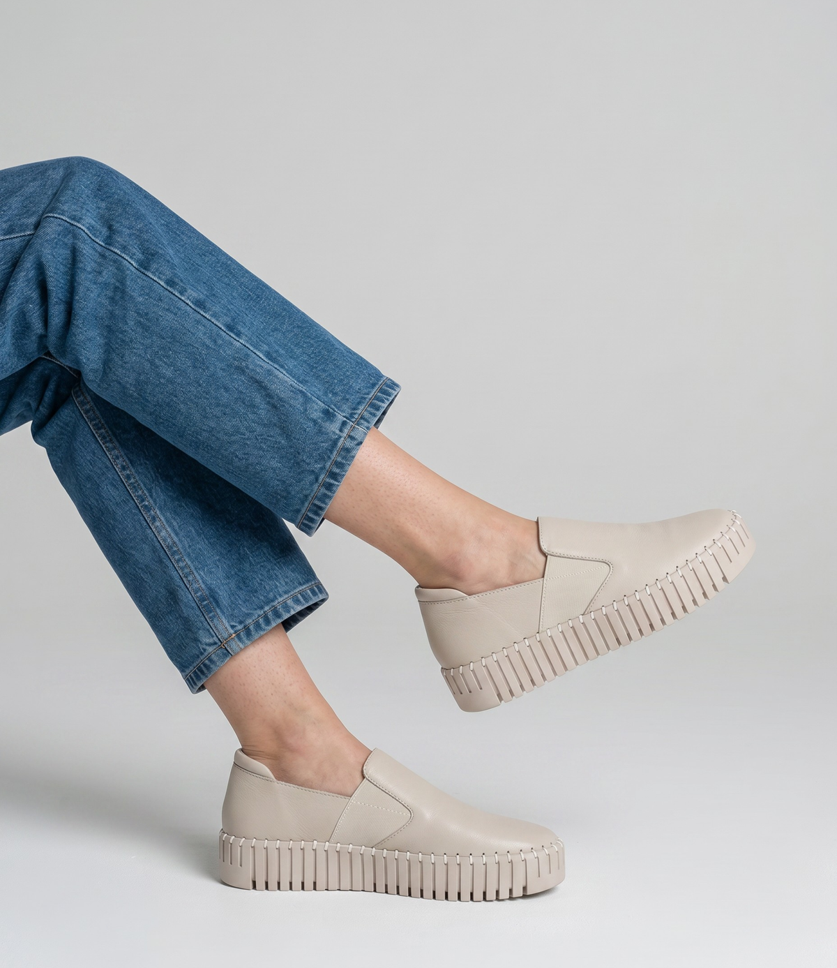 Becca Almond/Almond Sole Leather Sneakers