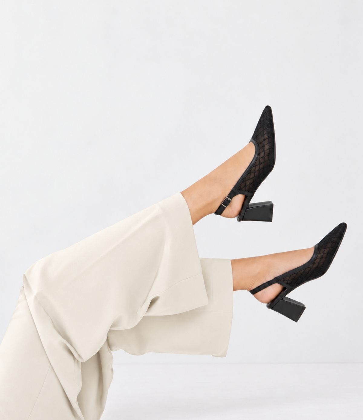 Kipps Black Leather/Mesh Heels - DJANGO AND JULIETTE | Shouz