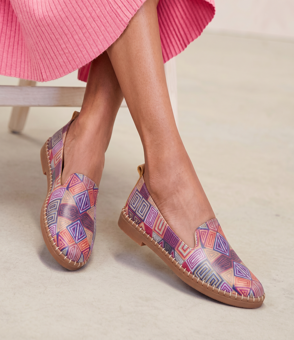 Reba Mosaic Leather Flats - SALA | Shouz