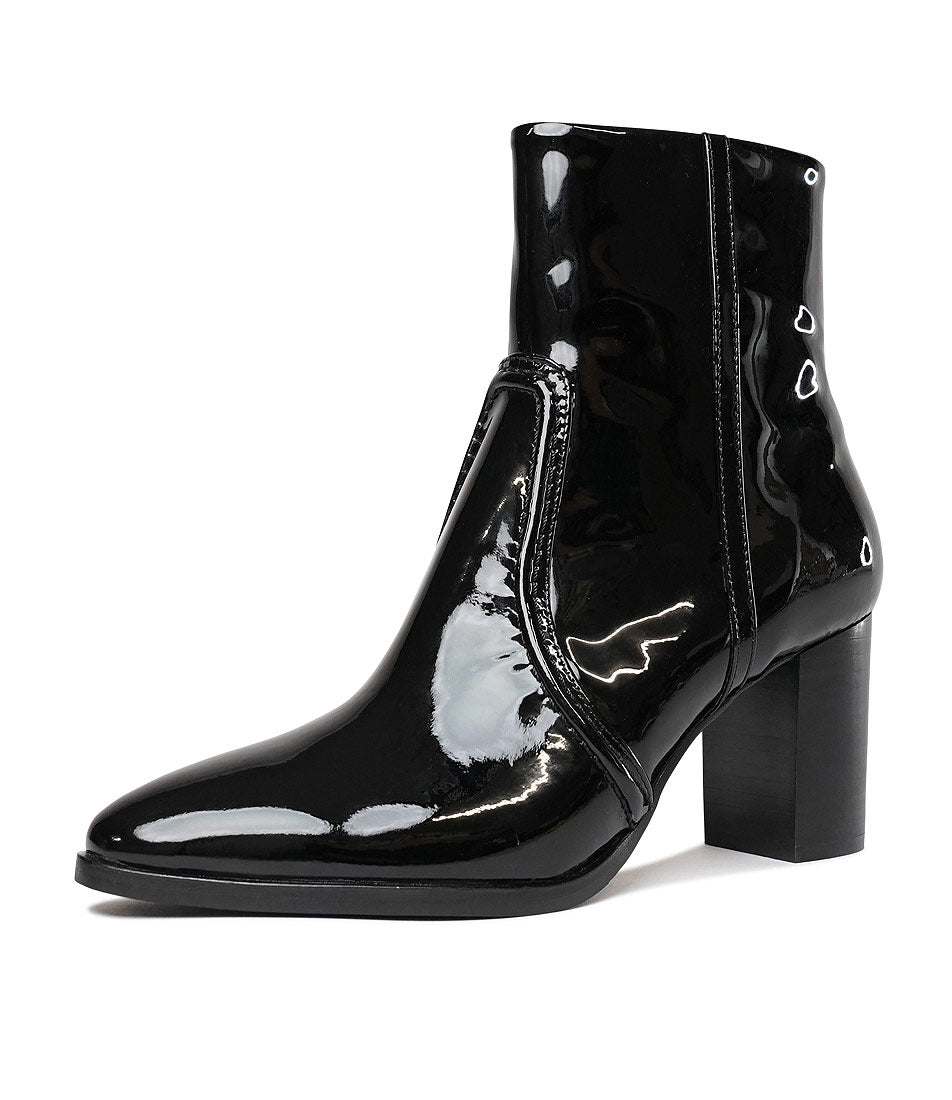 Anahi Black Patent Ankle Boots, DJANGO & JULIETTE - Shouz