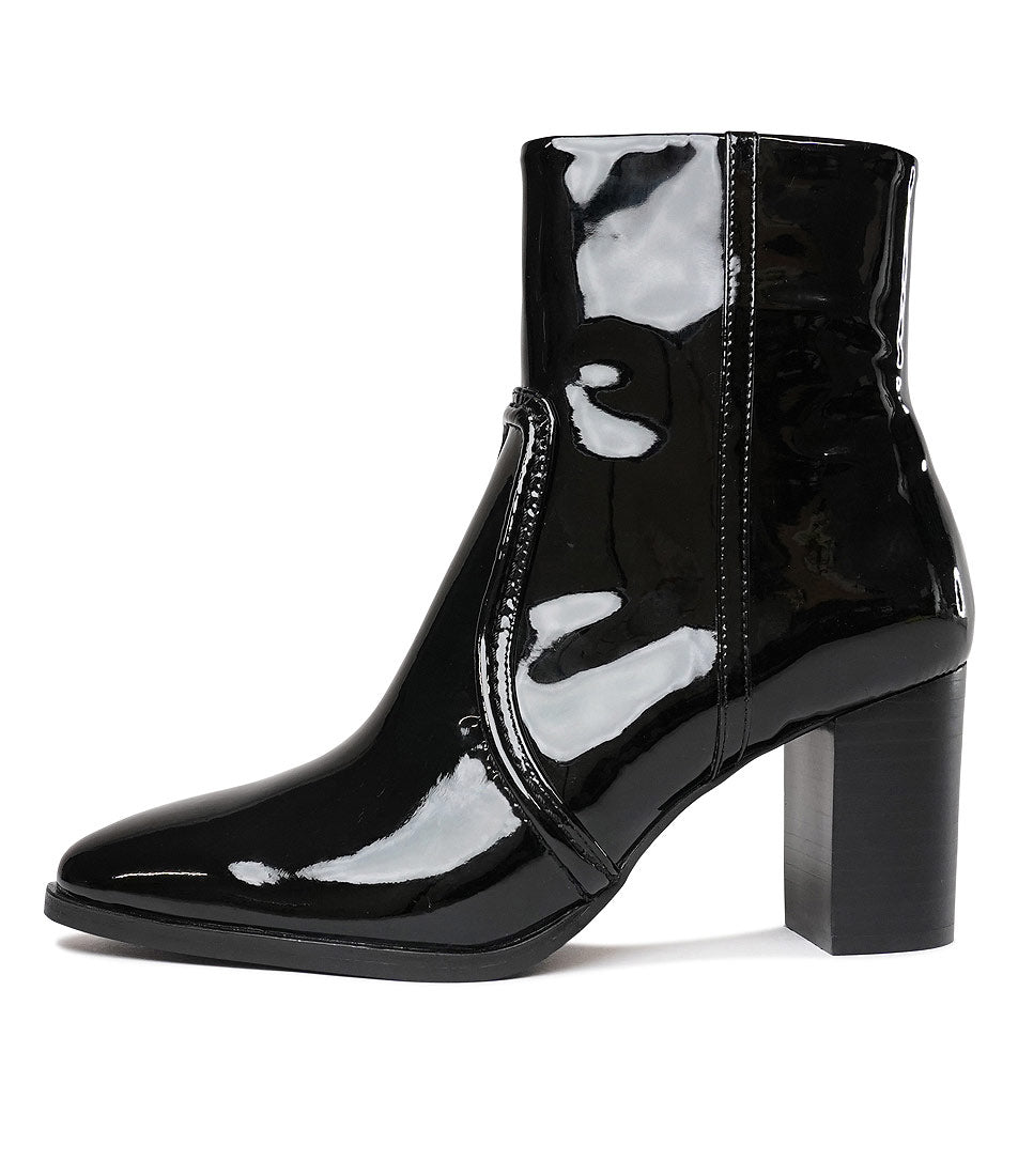 Anahi Black Patent Ankle Boots, DJANGO & JULIETTE - Shouz