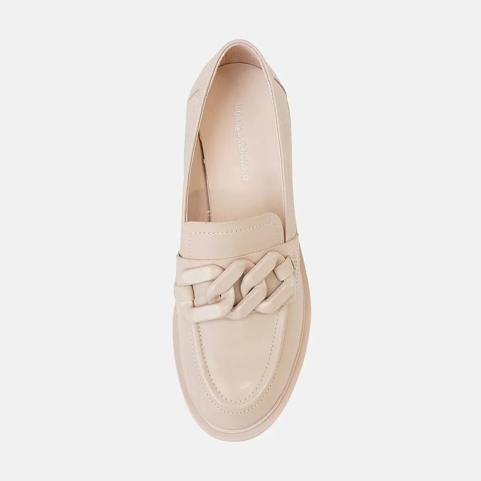 Arrigo Nude Leather Loafers, DJANGO & JULIETTE - Shouz