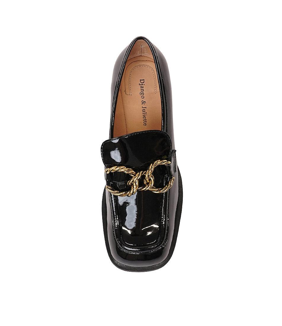 Ellas Black Patent Leather Loafers, DJANGO & JULIETTE - Shouz