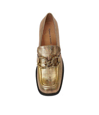 Ellas Old Gold Croc Leather Loafers, DJANGO & JULIETTE - Shouz