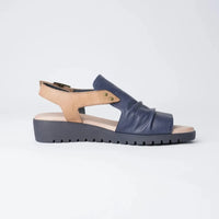 Madis Navy/Tan Leather Sandals, DJANGO & JULIETTE - Shouz