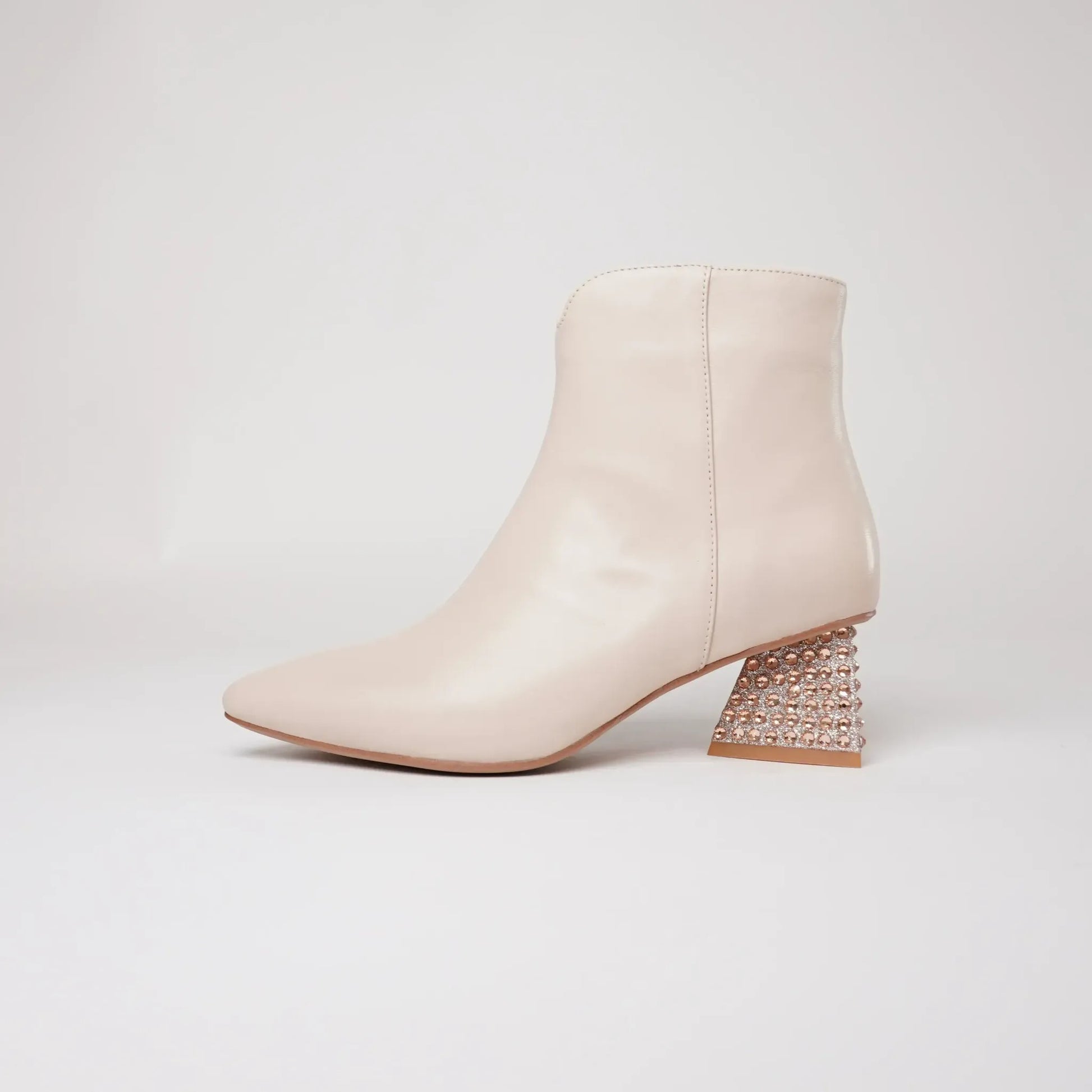 Malitta Nude Leather Ankle Boots, DJANGO & JULIETTE - Shouz