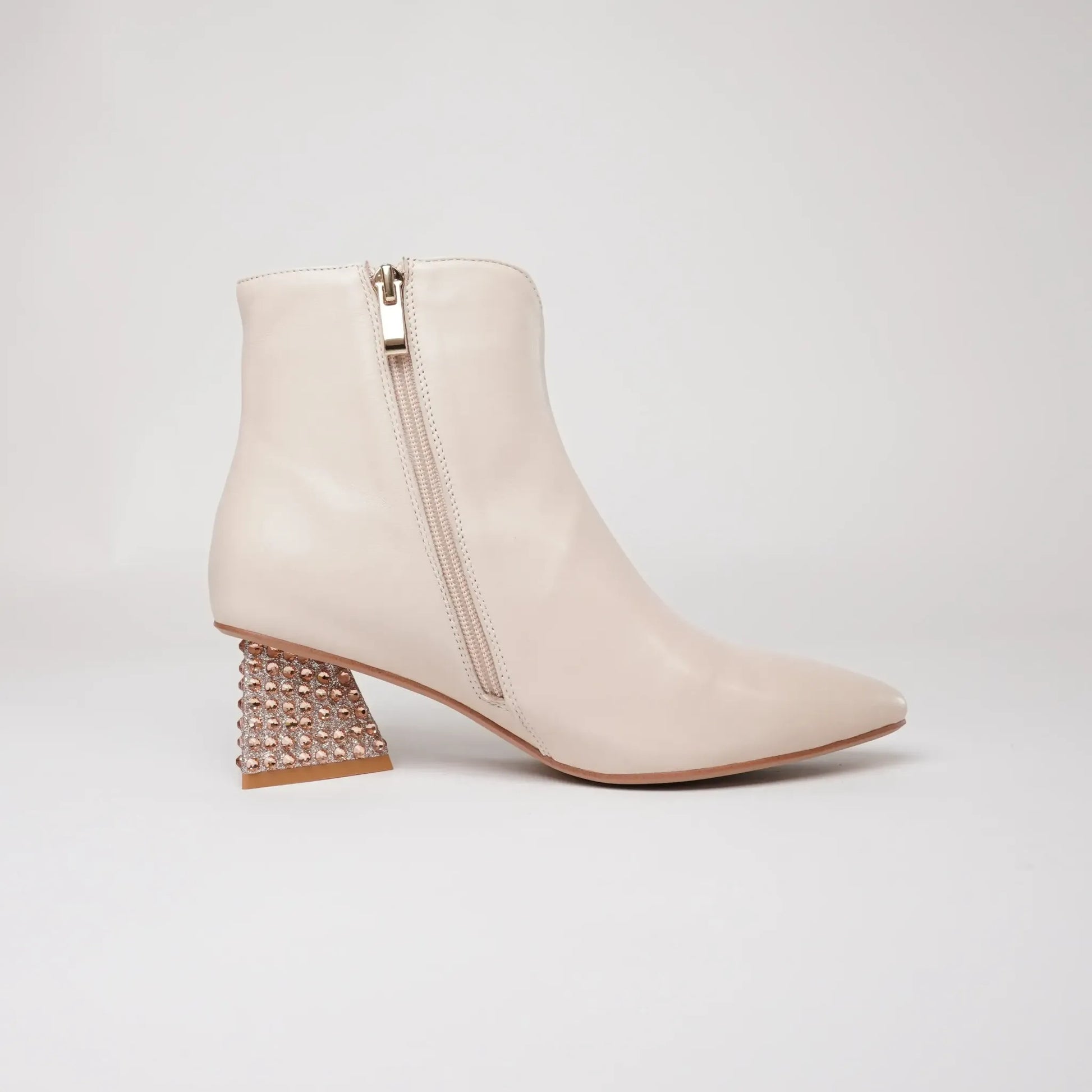 Malitta Nude Leather Ankle Boots, DJANGO & JULIETTE - Shouz