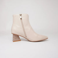 Malitta Nude Leather Ankle Boots, DJANGO & JULIETTE - Shouz