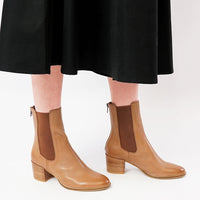 Mycah Cognac Leather Ankle Boots, DJANGO & JULIETTE - Shouz